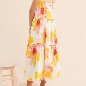 Free People Floral A-Line Skirt in Pink and Yellow